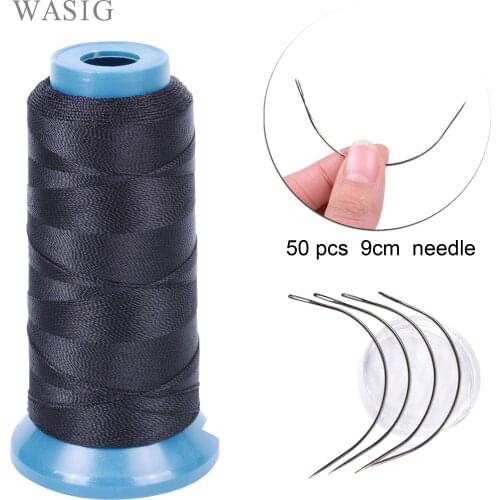 1 Roll black hair weaving thread High Intensity Polyamide Thread 50pcs 9cm weaving needles /C type needles/curved needle