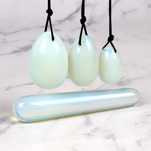 Opalite Massage Egg Set Yoni Wand Massager Crystal Jade Mineral Ball Kegel Vaginal Exercise Tool Pelvic Floor Muscle Health Care