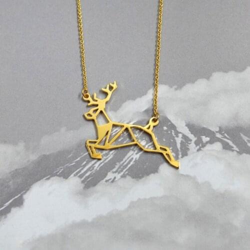 Jumper Deer Necklace, Origami Necklace, Animal leape Necklace, Gold and silver plated necklace, Christmas Gifts, gift for her