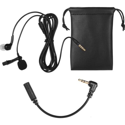 2-In-1 Lavalier Lapel Omnidirectional Clip-on Microphone Mic Single Earphone for Smartphone Laptop Camera 3.5mm Audio Plug