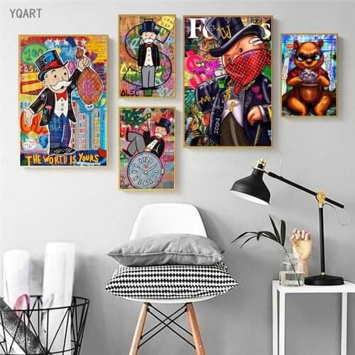 Inspiration Wall Pictures Money Graffiti Artwork Alec Monopoly Canvas Posters Printing Pictures for Modern Home Wall Decoration