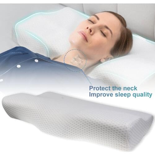 Neck Protection Memory Foam Pillow High Low Curve For Supine Lateral Slow Rebound Anti-Snore Four Seasons General Pillow 50*30CM