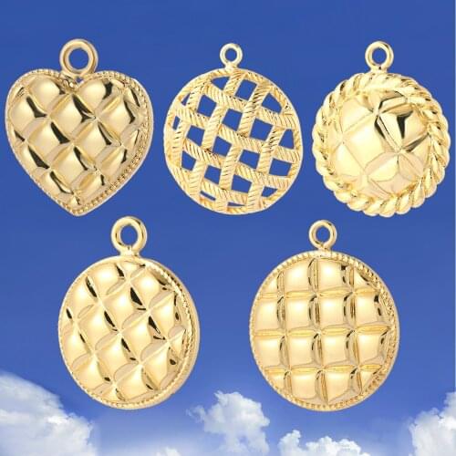 Heart Geometry Pendant Diy Charms for Jewelry Making for Women Earring Necklace Bracelet Charms Hollow Out Copper Inlaid Zircon