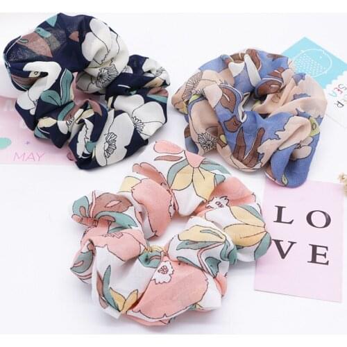 Chic Fashion Flower Scrunchy For Girls Retro Style Hair Bands Bohemian Boho Hair Ties Accessory For Women Hair