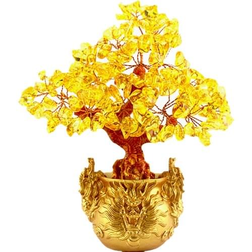 Crystal Lucky Money Tree Feng Shui for Wealth and Luck Home Decor Gift 7inch