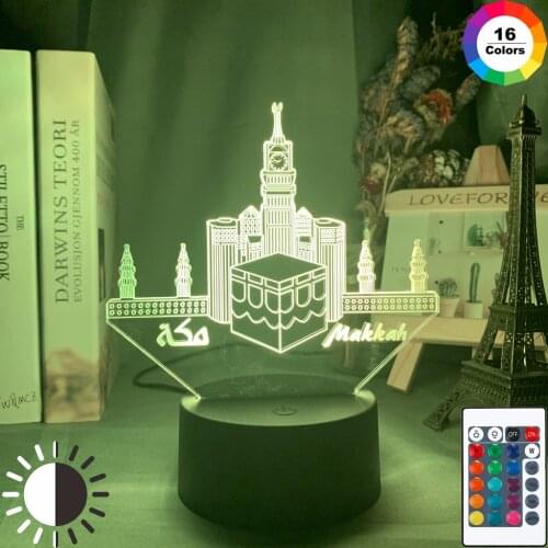Mosque Model Led Night Light 3d Illusion Color Changing Bedroom Nightlight Unique Gift for Muslims Home Decor Table Night Lamp