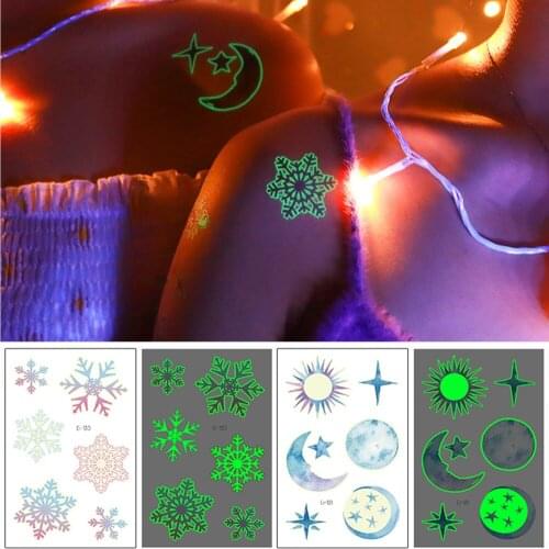 15 kinds Gradient Color Luminous Temporary Tattoo Adults Kids Disposable Party Makeup Noctilucent Stickers tatouage temporaire