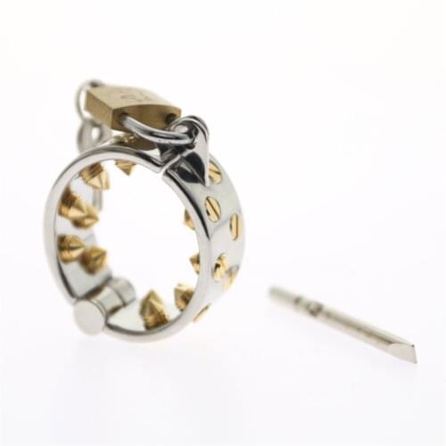 Kalis Teeth Spike Extreme Chastity Device Cock Ring Cock Lock for Men Scrotum Pendant Male Torture Devices BDSM Toys 050D