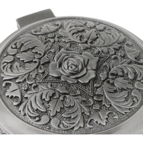 Vintage Antique Flower Engraved Metal Jewelry Box Gift Trinket Storage Case