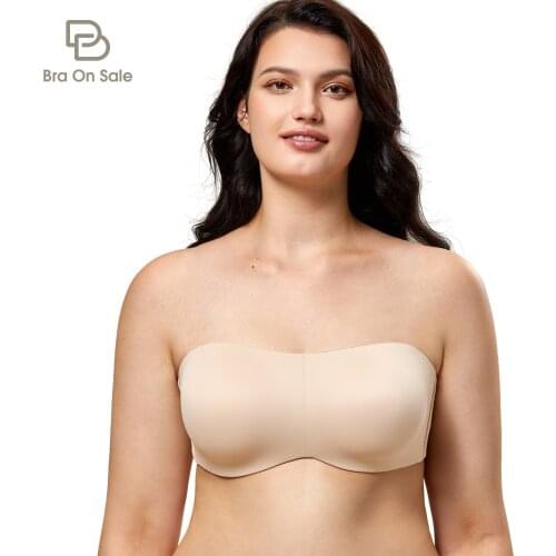 Womens Seamless Underwire Bandeau Strapless Minimizer Bra Plus Size