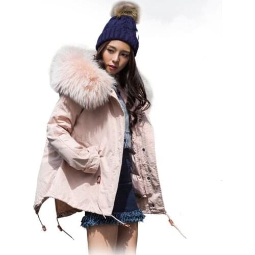 Winter Down jacket Fur Collar Winter Women Down Jacket Coat Thick Women Pink Down Jacket Faux Raccoon Collar Winter Down Jacket