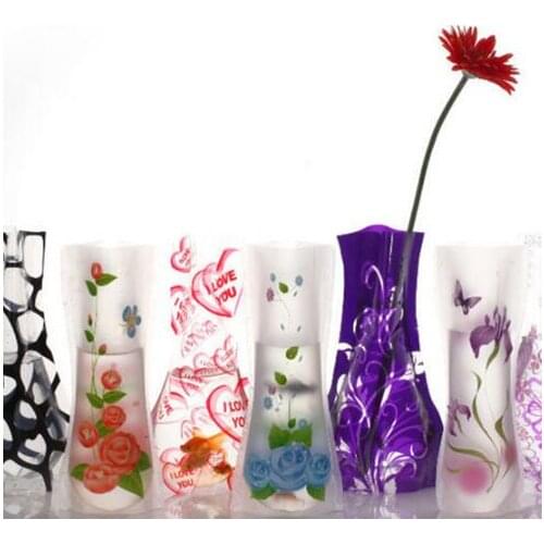 12*27cm Creative Clear Eco-friendly Foldable Folding Flower PVC Vase Unbreakable Reusable Home Wedding Party Decoration SL4129