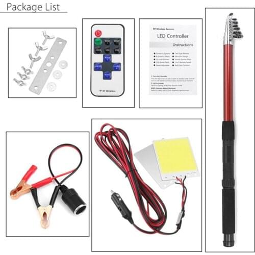 12V DC 2 Boards LED Fishing Rod Lights 3.75Meters Fishing Pole White color COB Camping Light Street Garden Novelty Lighting