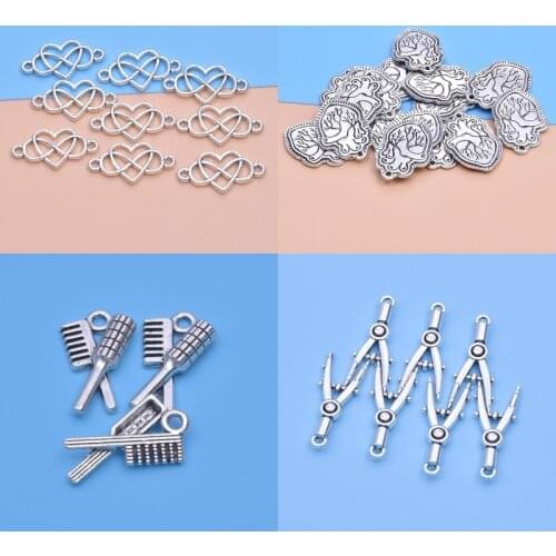 20Pcs/Lot Metal Medical Organ Brain Charms Diy Heart Shaped Love Stethoscope Pendant Women Earrings Bracelet Jewelry Wholesale