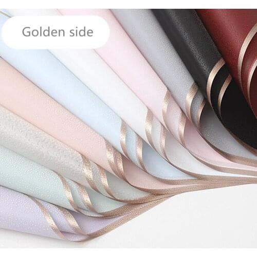 20pcs Gold Border Jelly membrane Flower Wrapping Paper Craft Thickened 5 Silk waterproof Gift Wrap Florist Supplies DIY Decor