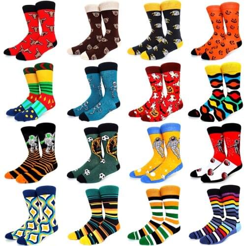 2021 New Mens Sock Brand Diamond Ramen Astronaut Pattern Hip Hop Cool Socks for Men Winter Thick Long Skate Funny Socks Colorful