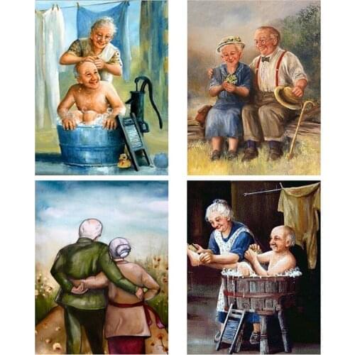 5D Diy Diamond Painting Sweet Old Man Full Square or Round Rhinestone Kit Cross Stitch Mosaic Home Handmade Decoration