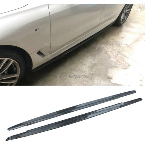 MP Style 2PCS Real Carbon Fiber Side Skirts Glossy Panel Extension Body Kit Add-On Lip For For BMW G30 G31 M-Sport F90 M5 17-20