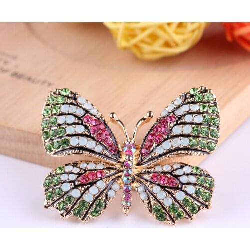 Large Crystal Rhinestones Butterfly Brooches For Women Spring Insect Brooch Pin Coat Brooch Fashion Banquet Wedding Brooch Gifts