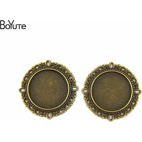 BoYuTe (50 Pieces/Lot) 20MM Cabochon Base Vintage Jewelry Accessories Parts Alloy Material Antique Bronze Tray Pendants Setting
