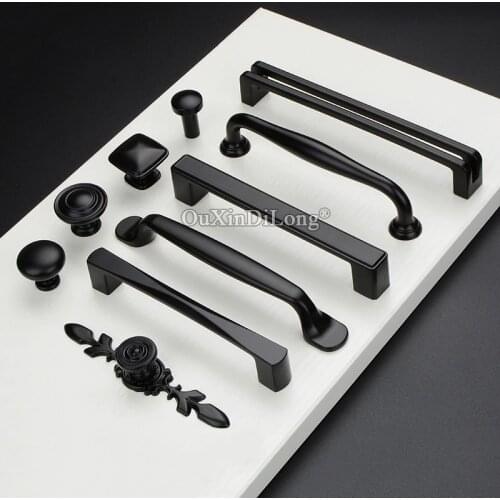 Elegant Black 10PCS European Kitchen Cabinet Door Handles Cupboard Wardrobe Drawer Wine TV Cabinet Pulls Handles & Knobs