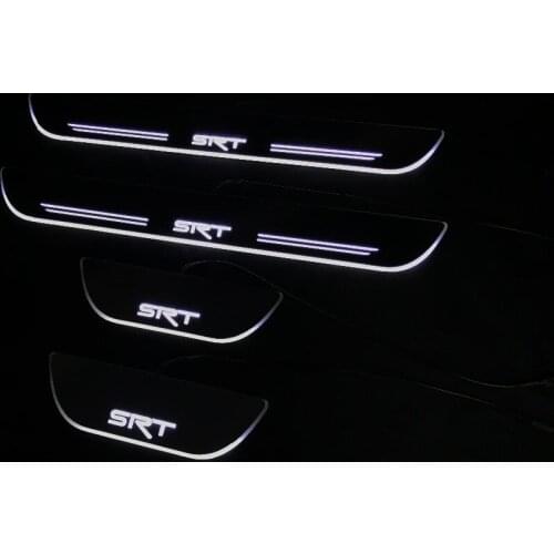 EOsuns LED moving door scuff Nerf Bars & Running Boards door sill light plate overlays linings for JEEP Grand Cherokee 2015 SRT