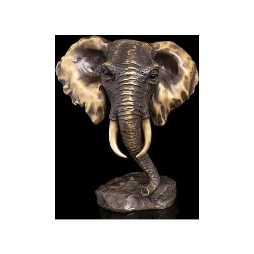 Copper Brass crafts Asian Modern Sculpture Statuette Elephant Head Bust Sculpture Bronze