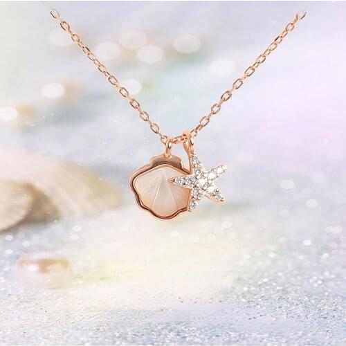 Exquisite Womens Clavicle Chains Necklace Starfish Shell Shape Pendant Necklace for Girls Female Jewelry Fashion Accessories