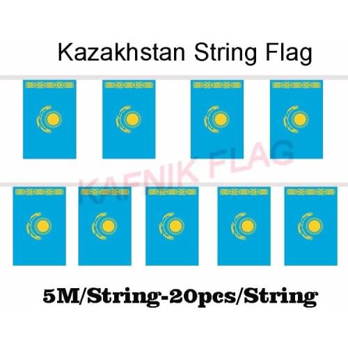 KAFNIK,5 meters 20 faces 14*21CM kazakhstan String Flag Banner Bar For Party Decoration/World Event Carnival Decor