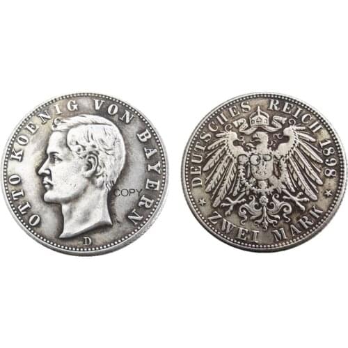 Germany Bavaria 2 Mark 1898 Silver Plated Copy Coins