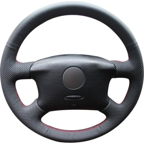Hand-stitched Black Genuine Leather Car Steering Wheel Cover for Volkswagen VW Golf 4 (IV) Passat B5 Variant Sharan Bora T4