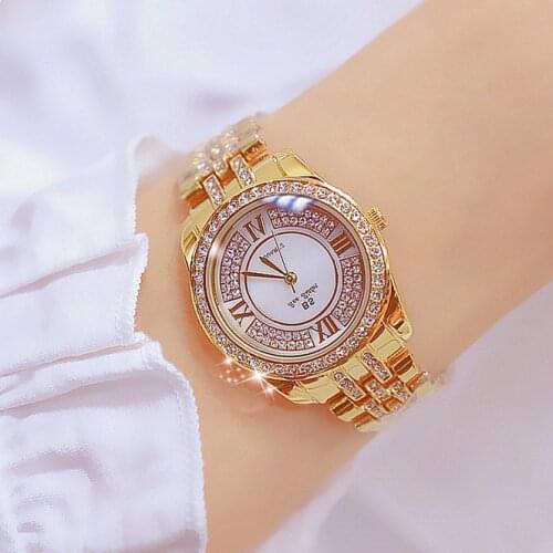 Hot Sale Women Watches Lady Diamond Stone Dress Watch Gold Silver Stainless Steel Rhineston Wristwatch Female Crystal Watch