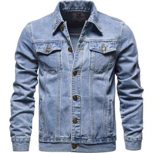 Spring Autumn Men Denim Jackets Casual Solid Color Lapel Single Breasted Jeans Jacket Men Slim Fit Cotton Outwear Jackets 5xl-M