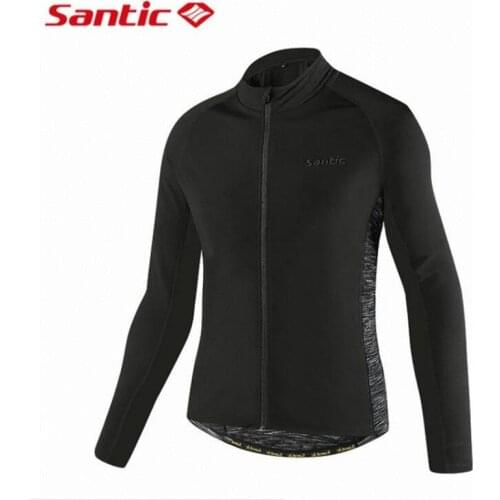 Santic Men Thermal Cycling Jacket Winter Warm Up Bicycle Clothing Windproof Waterproof Sports Coat road bike long sleev