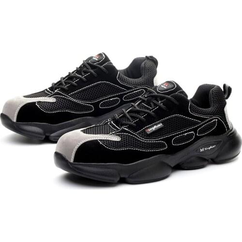 Mens Outdoor Breathable Mesh Steel Toe Anti Smashing Safety Shoes Mens Light Puncture Proof Comfortable Work Shoes Safety Boot