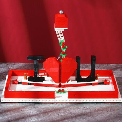 Love 520 Creative Building Blocks Pop-Up Heart and Ring Box Bricks The Romantic Story Book Model Toys For Couple Valentines Gift