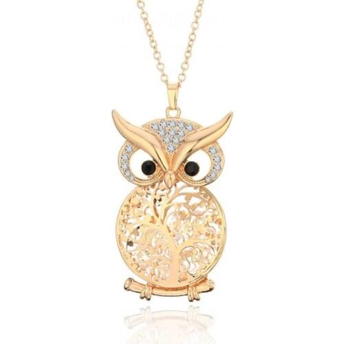 New Design Big Owl Tree Of Life Crystal Long Necklace & Pendant For Women Gold Silver Color Tree Pendant Jewelry Wholesale 2021