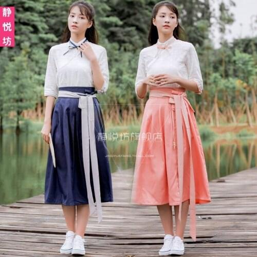 Limited-time shipping summer clothing ethnic style womens suit Chinese style Han elements improved Hanfu student clothes women