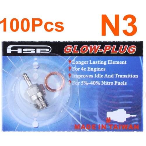 Wholesale 100Pcs Hot Glow Plug N3 3# Spark Nitro Engine Parts Replace OS 8 For Traxxas HPI AXIAL RC Car Redcat Himoto HSP 70117