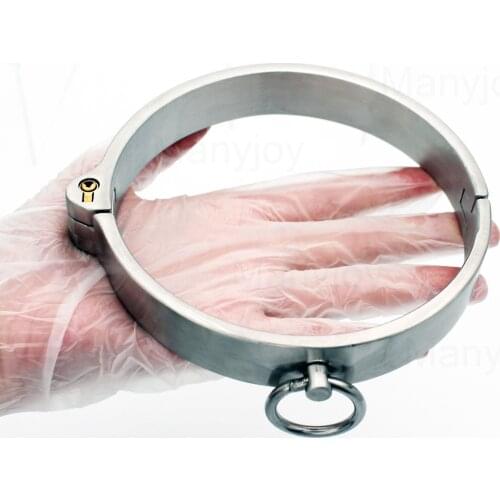 Solid 304 Stainless Steel Lockable Neck Collar BDSM Bondage Restraints Choking Ring Slave Fetish SM Games Sex Toys for Women Man