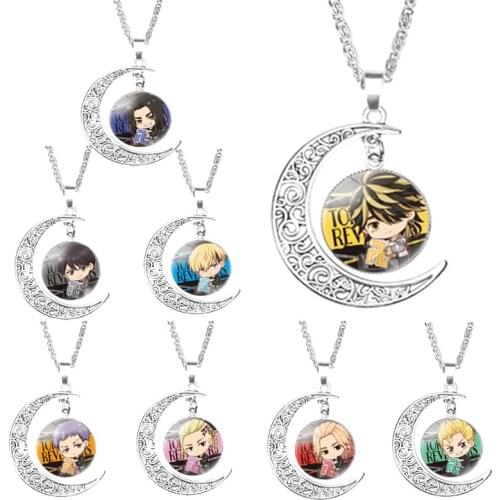 Tokyo Revengers Necklace Cute Glass Dome Pendant Jewelry Anime Figure Picture Design Necklaces Cosplay Trinket for Cartoon Fans