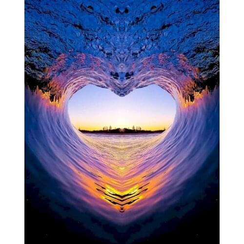 Landscape Painting By Numbers With Frame Diy Heart Sea View Modern Wall Art Canvas Acrylic Paint Adults Kit Gift Home Decoration