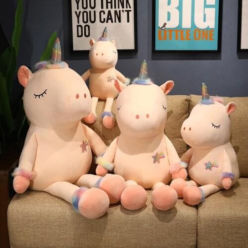 New 70-110cm Kawaii Unicorn Plush Toys Soft Stuffed Cartoon Animal Horse Baby Pillows Pegasus Dolls Gifts for Children Kids