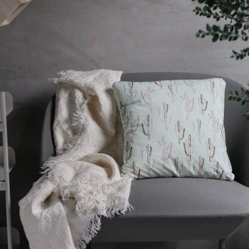 Cactus Pillow Case Fronha Cotton Plant Decorative Poszewki Na Poduszki Pillowcase Neck Back Support Plilow Cover Green 45*45cm