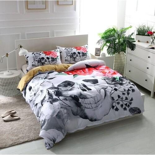Bedclothes California king bedding sets Skull bed Duvet Cover set Bedclothes sugar skull black and white bedding bed comforter