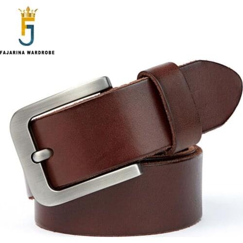 FAJARINA Fashion Design Casual Style Buckle Solid Cow Skin Belts for Men Genuine Leather Belt Factory Direct Selling N17FJ757
