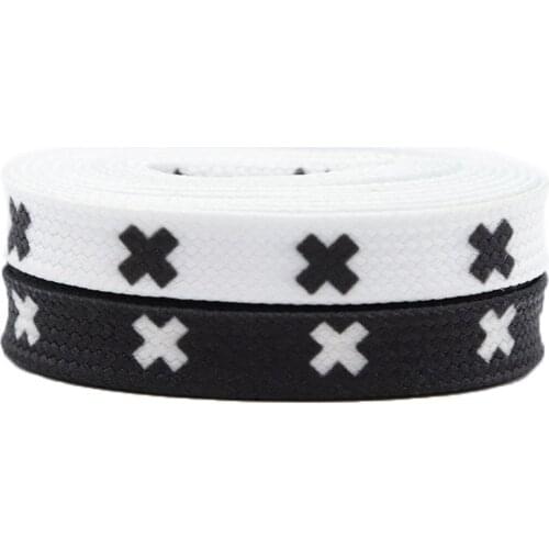 8MM Black White X Symbol Top Shoelaces Men Women Sneakers Canvas High Quality Cords Wide Ropes For Ault Kid