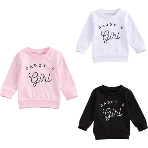 Toddler Baby Girls Sweatshirts Cute Letter Printed Long Sleeve Crew Neck Pullover Tops Outfit Autumn Hoodies 0-3 Years