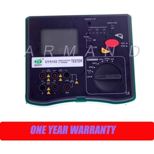 DY5102 Insulation Tester Megohmmeter 2500V + Voltmeter + Phase Indicator 3 in 1