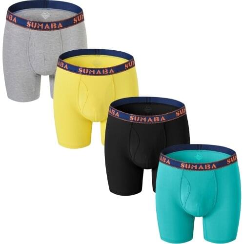 Mens Underwear Shorts Boxer Pants Bamboo Fiber Sexy Breathable Solid Color NEW Multicolor Combination 4 PCS